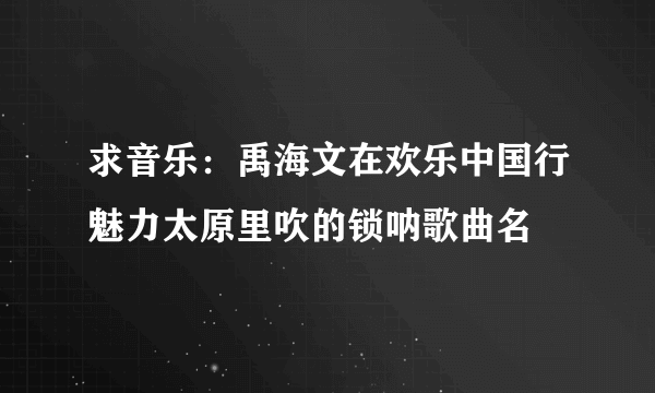 求音乐：禹海文在欢乐中国行魅力太原里吹的锁呐歌曲名