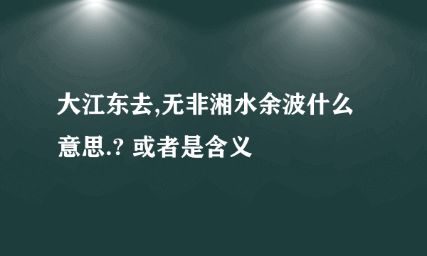 大江东去,无非湘水余波什么意思.? 或者是含义