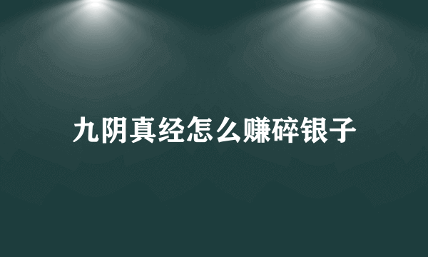九阴真经怎么赚碎银子