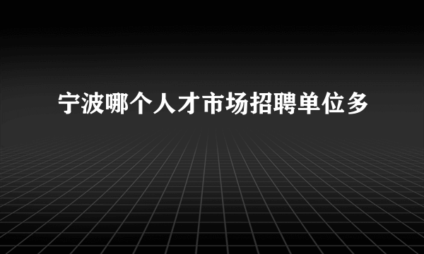 宁波哪个人才市场招聘单位多