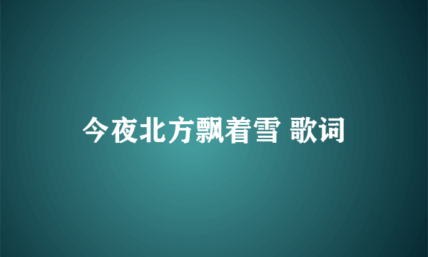 今夜北方飘着雪 歌词