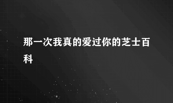 那一次我真的爱过你的芝士百科