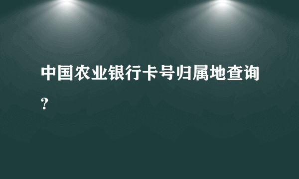 中国农业银行卡号归属地查询？