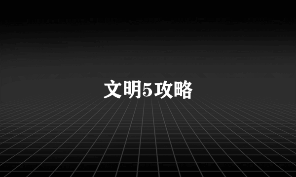 文明5攻略