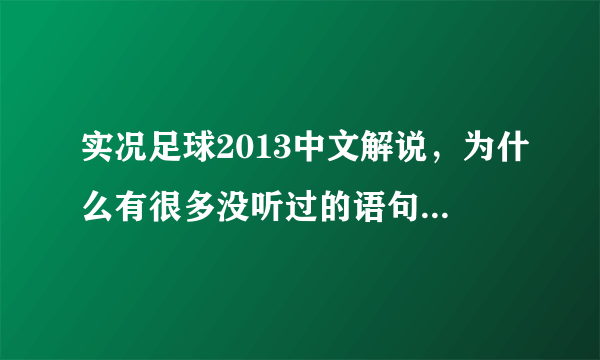 实况足球2013中文解说，为什么有很多没听过的语句，有时候就会说没听过的话，玩好几百把了