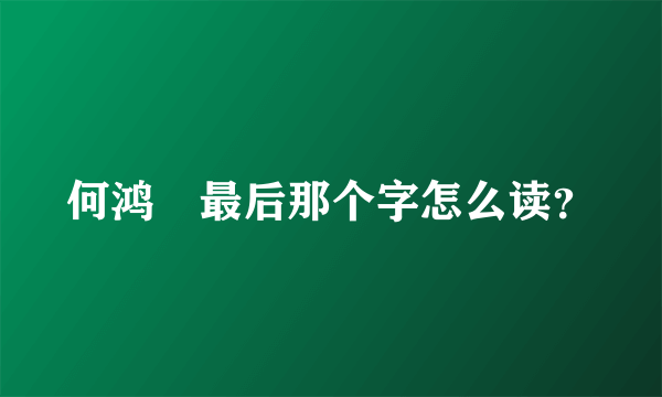 何鸿燊最后那个字怎么读？