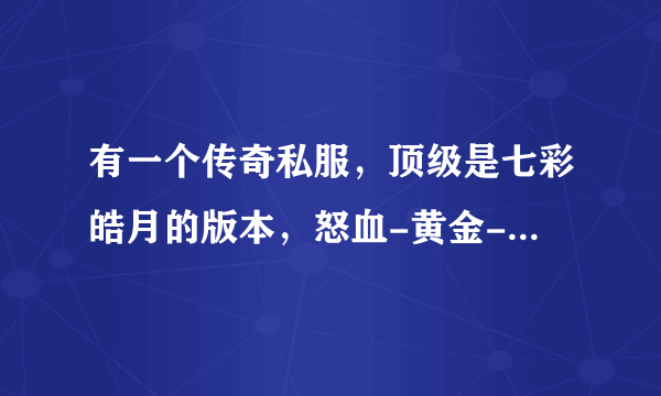 有一个传奇私服，顶级是七彩皓月的版本，怒血-黄金-幻香-蓝幽……等等，求这个版本刷元宝漏洞，求高手教？