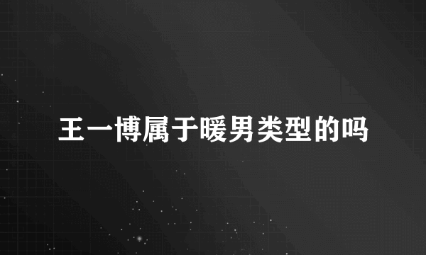王一博属于暖男类型的吗