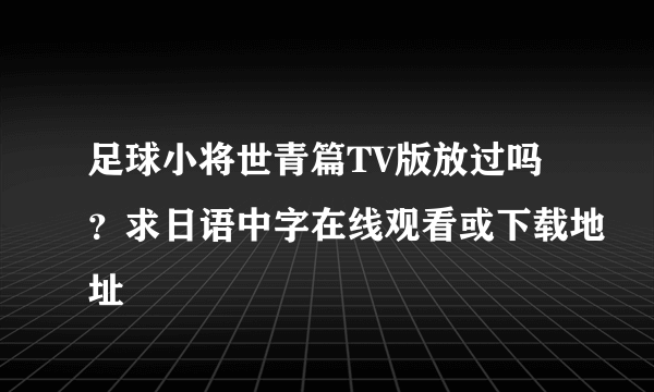 足球小将世青篇TV版放过吗？求日语中字在线观看或下载地址