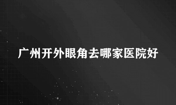 广州开外眼角去哪家医院好