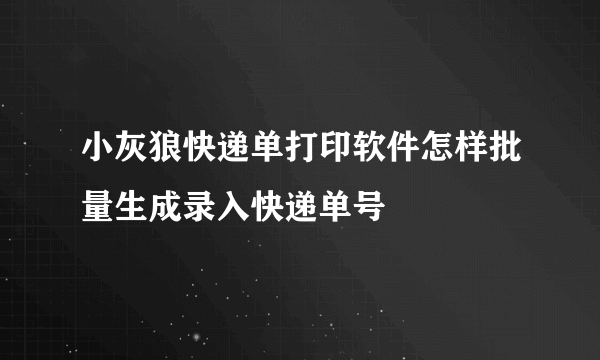 小灰狼快递单打印软件怎样批量生成录入快递单号