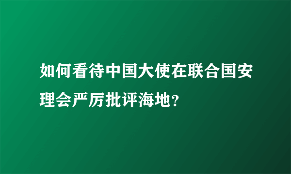 如何看待中国大使在联合国安理会严厉批评海地？