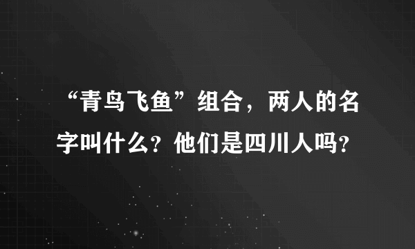 “青鸟飞鱼”组合，两人的名字叫什么？他们是四川人吗？