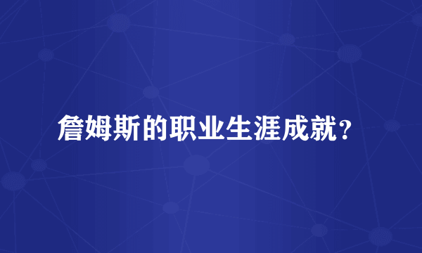 詹姆斯的职业生涯成就？