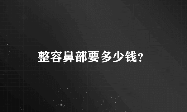 整容鼻部要多少钱？