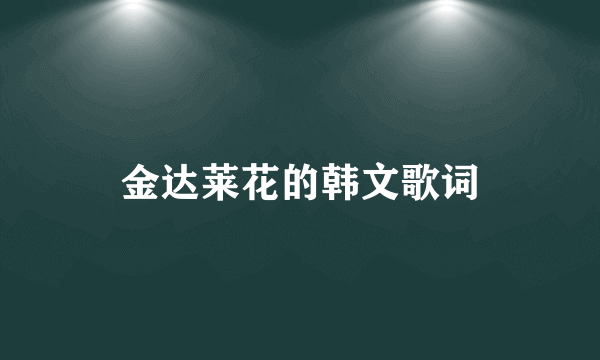 金达莱花的韩文歌词