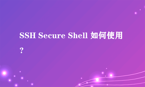 SSH Secure Shell 如何使用？