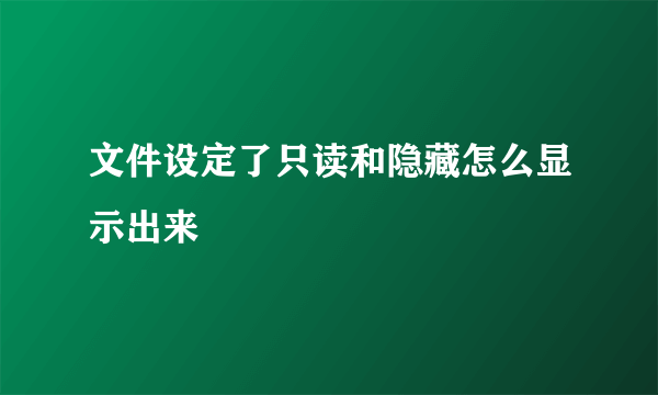 文件设定了只读和隐藏怎么显示出来