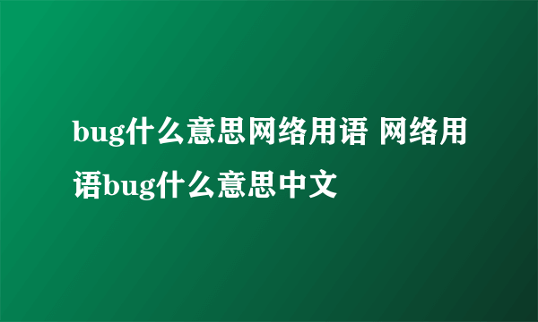 bug什么意思网络用语 网络用语bug什么意思中文