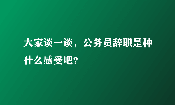 大家谈一谈，公务员辞职是种什么感受吧？