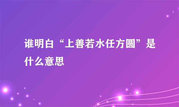 谁明白“上善若水任方圆”是什么意思
