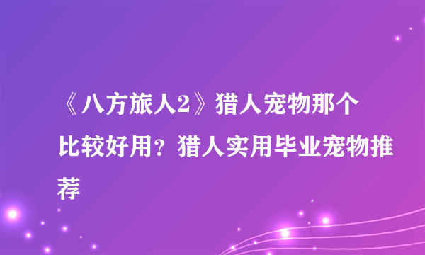 《八方旅人2》猎人宠物那个比较好用？猎人实用毕业宠物推荐