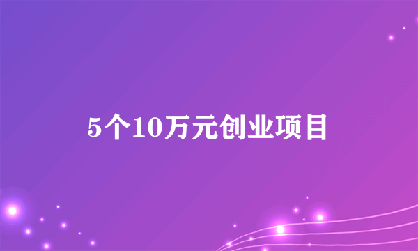 5个10万元创业项目