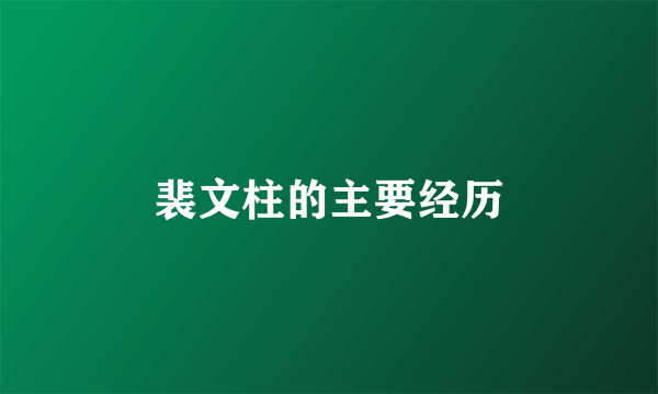 裴文柱的主要经历
