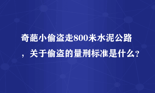 奇葩小偷盗走800米水泥公路，关于偷盗的量刑标准是什么？