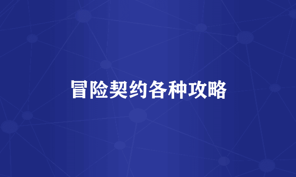 冒险契约各种攻略