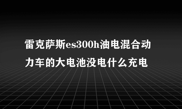 雷克萨斯es300h油电混合动力车的大电池没电什么充电