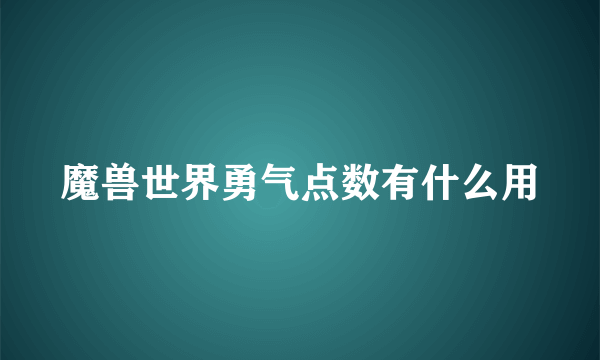 魔兽世界勇气点数有什么用