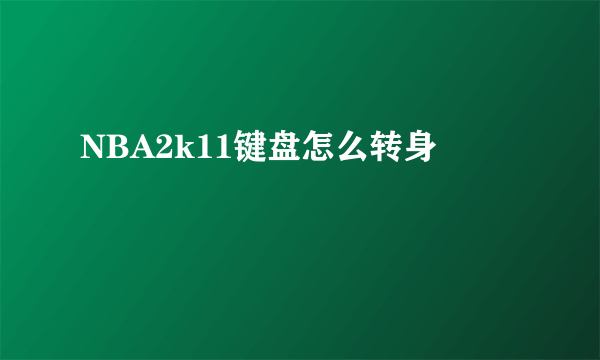 NBA2k11键盘怎么转身