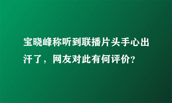 宝晓峰称听到联播片头手心出汗了，网友对此有何评价？