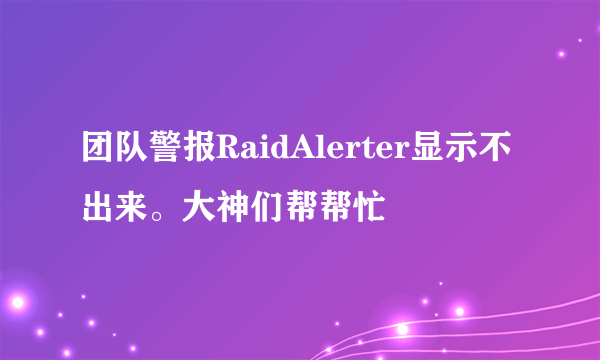团队警报RaidAlerter显示不出来。大神们帮帮忙