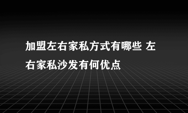 加盟左右家私方式有哪些 左右家私沙发有何优点