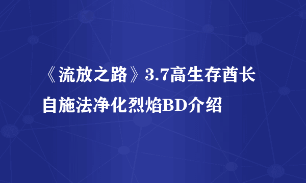 《流放之路》3.7高生存酋长自施法净化烈焰BD介绍