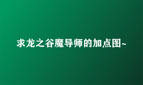 求龙之谷魔导师的加点图~