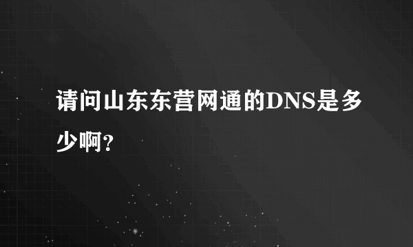 请问山东东营网通的DNS是多少啊？