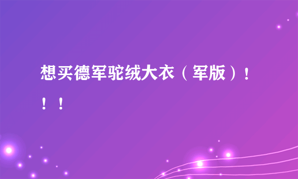 想买德军驼绒大衣（军版）！！！