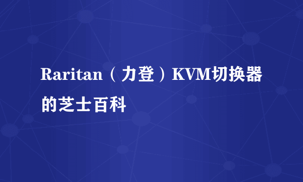 Raritan（力登）KVM切换器的芝士百科