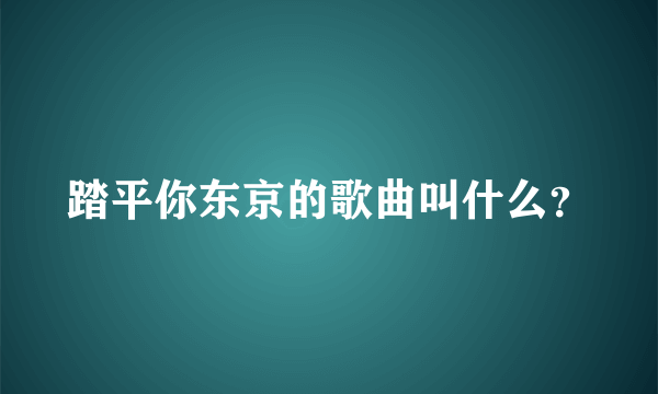 踏平你东京的歌曲叫什么？