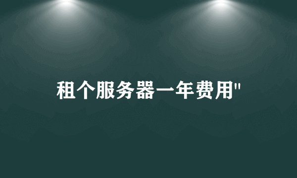 租个服务器一年费用