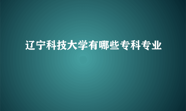 辽宁科技大学有哪些专科专业