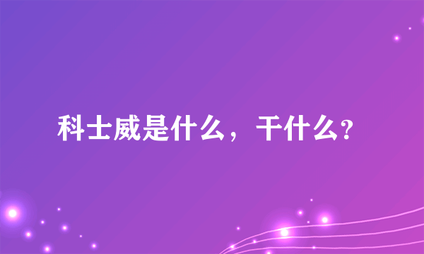 科士威是什么，干什么？