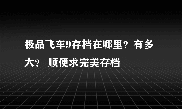 极品飞车9存档在哪里？有多大？ 顺便求完美存档