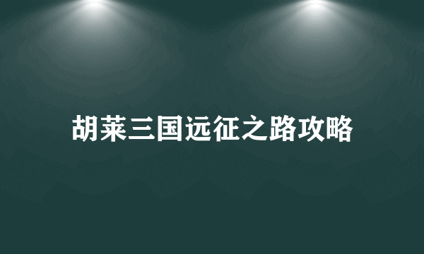 胡莱三国远征之路攻略