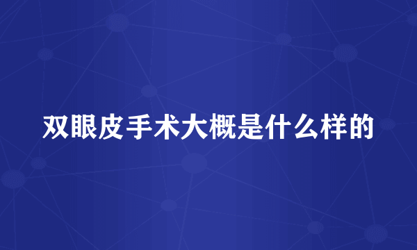 双眼皮手术大概是什么样的