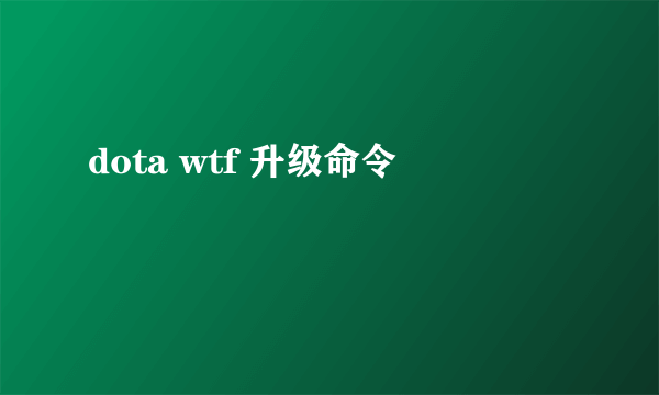 dota wtf 升级命令