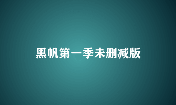 黑帆第一季未删减版